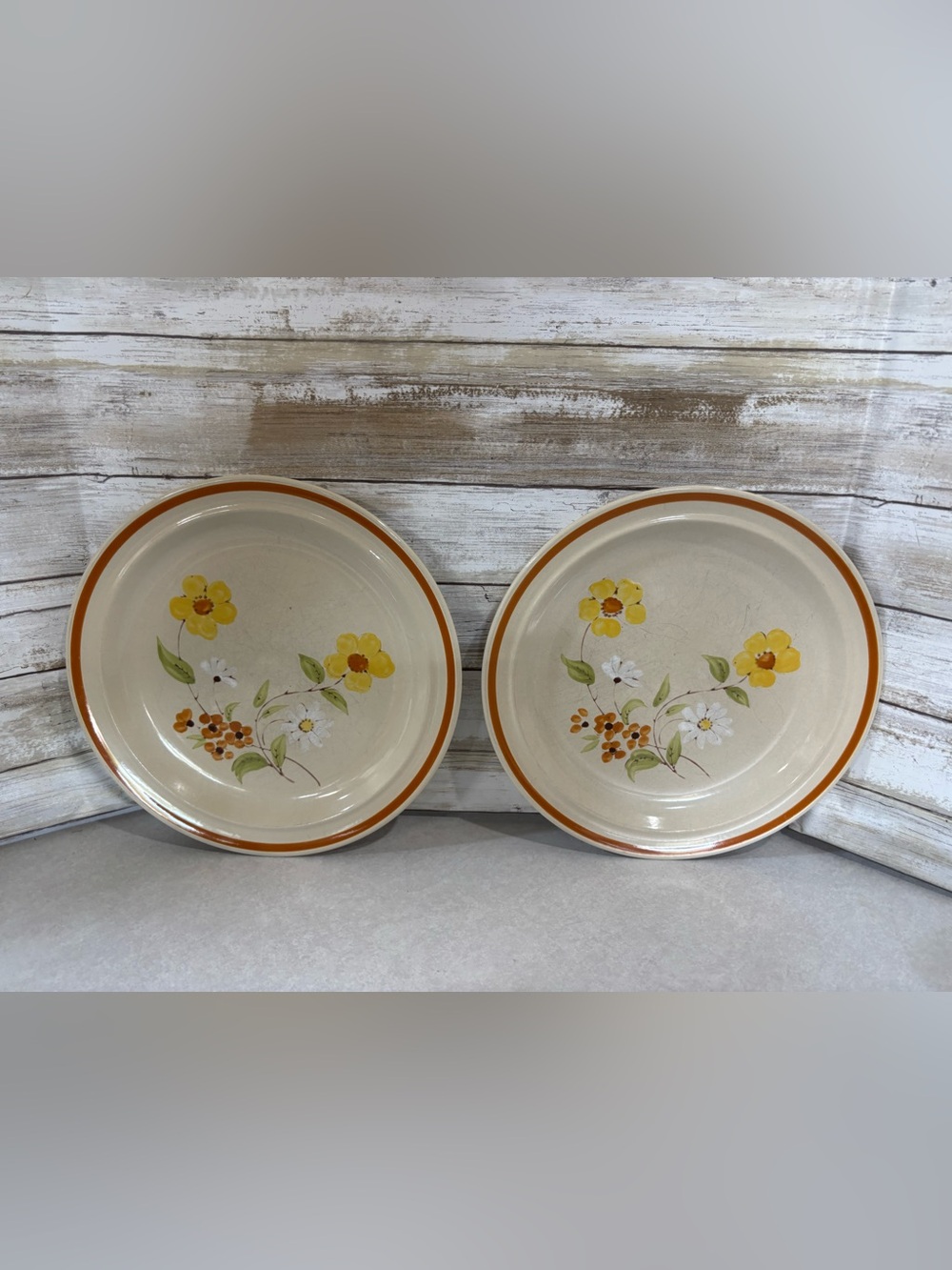 2x vintage stoneware plates